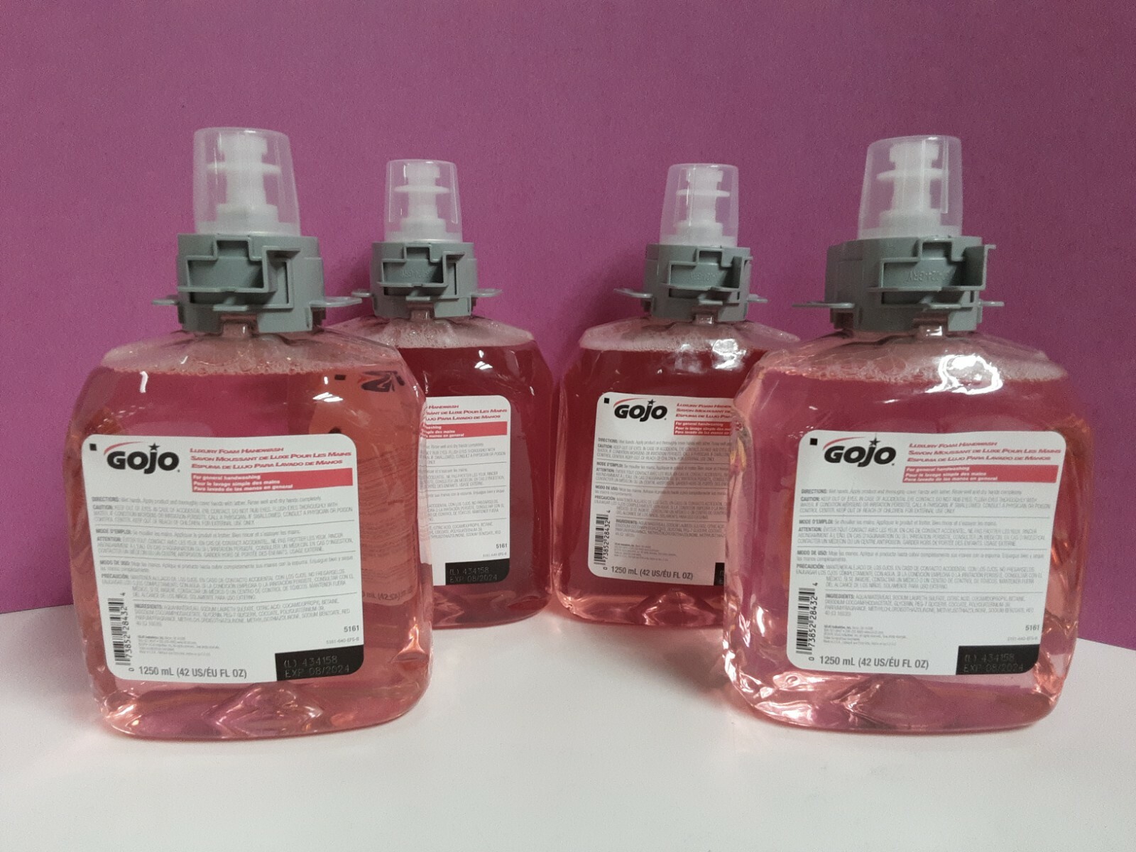 4X GOJO 5161 Luxury Foam Handwash 1250ml FMX-12 Dispenser Refills