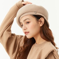 OH Women's Beret Hat Classic French Style 100 Wool Cap Hat Beanie Retro Cap