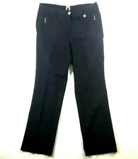 ANNE KLEIN Pants Women's 12 Straight Leg Pockets Silver Tone Zip Front Pockets