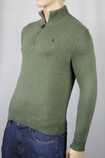Polo Ralph Lauren Green 1/2 Half Zip Sweater Burgundy Pony NWT