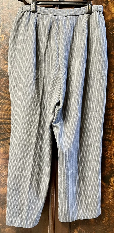 Vtg Y2K Fashion Bug Career Dress Pant Women Sz 18/20 Gray Pinstripe Elastic Back - Image 2 of 4