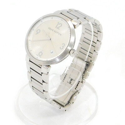 LOUIS VUITTON TAMBOUR DAMIER S. Steel Q1D01 Quartz Men's
