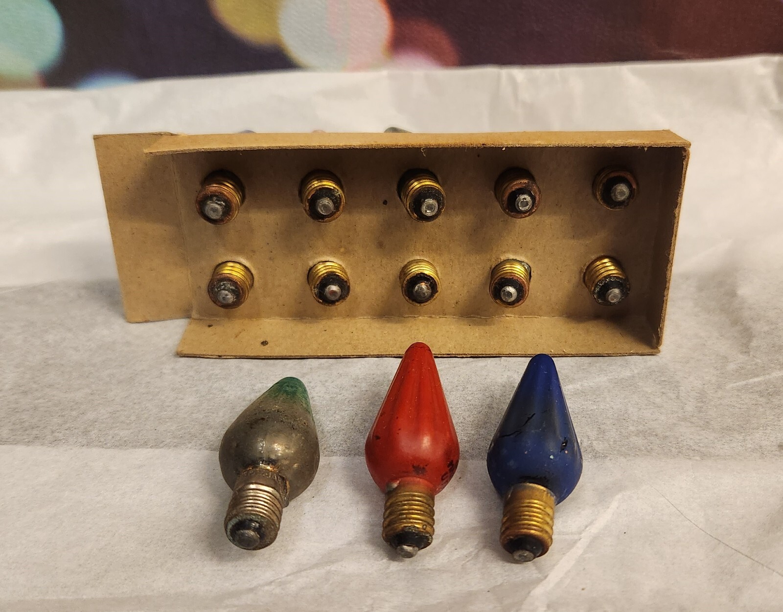 Vintage Box 10 Westinghouse Colored Christmas Tree Lamps C6 (+ 3 extra