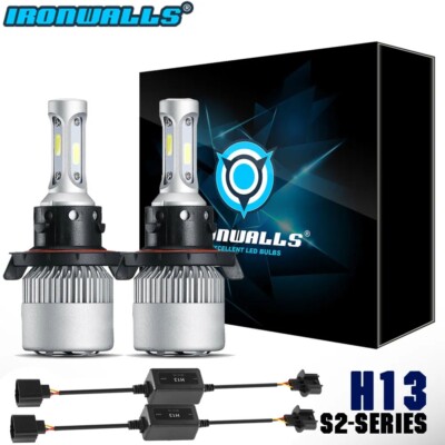 H13 9008 LED Headlight Bulbs Canbus Error Free Anti Flicker Resistor Decoder