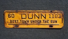 1960 DUNN North Carolina License Plate Town Topper - BEST TOWN UNDER THE SUN