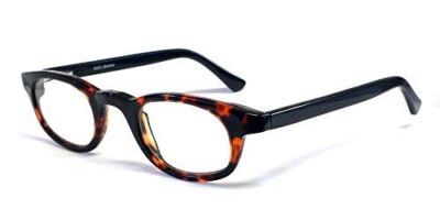 Calabria 843 Techno Optical Round Reading Glasses w/Hard Case in Black +2.50