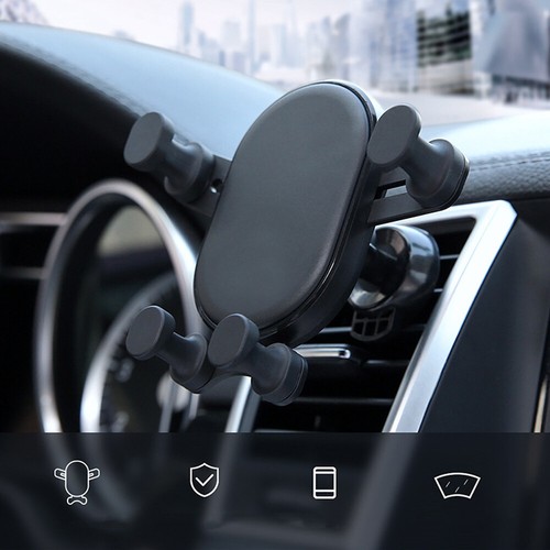 1pc Car Phone Holder Air Vent Gravity Design Mount Cradle Stand Accessory Black - Foto 4 di 12