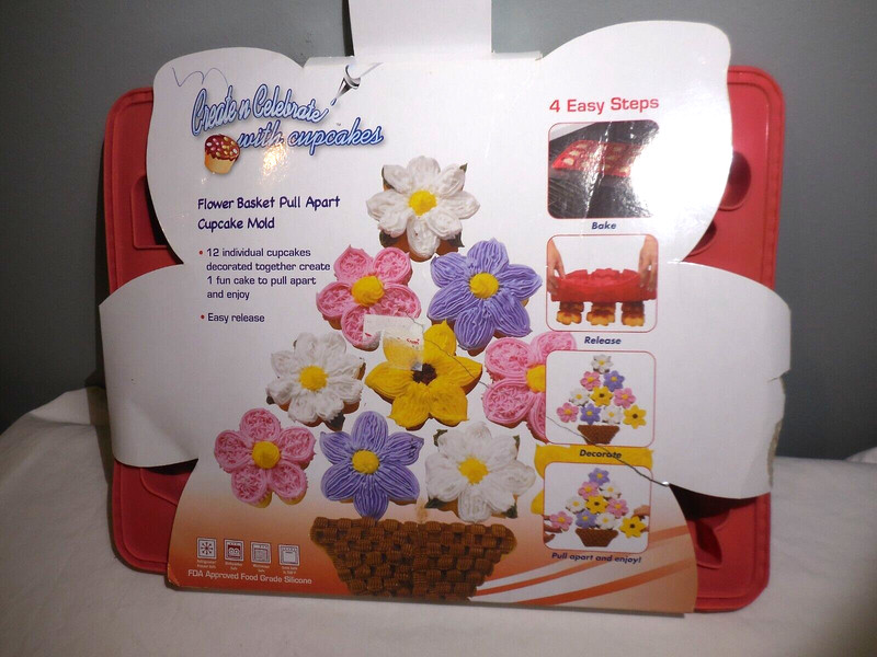 Flower Basket Pull Apart Cupcake Mold Easy Release Create n Celebrate 