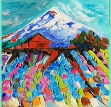 7" in ORIGINAL Oil Painting Barn Original Art Mountain Impasto Textured Signed