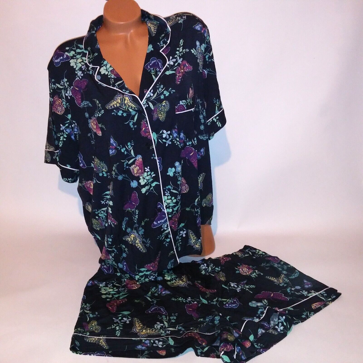 Victoria Secret Pajama Set Top & Bottom XXL 2X Modal Navy Blue