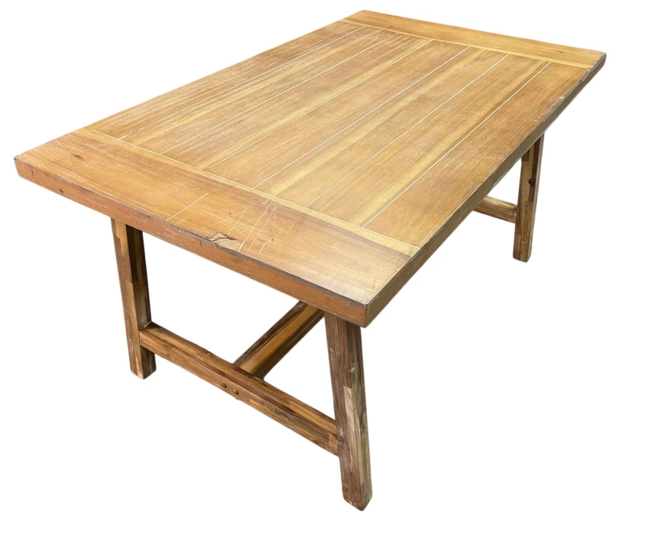 Mesa de comedor de madera con caballete de granja Wheaton 60 Foto 4 de 4