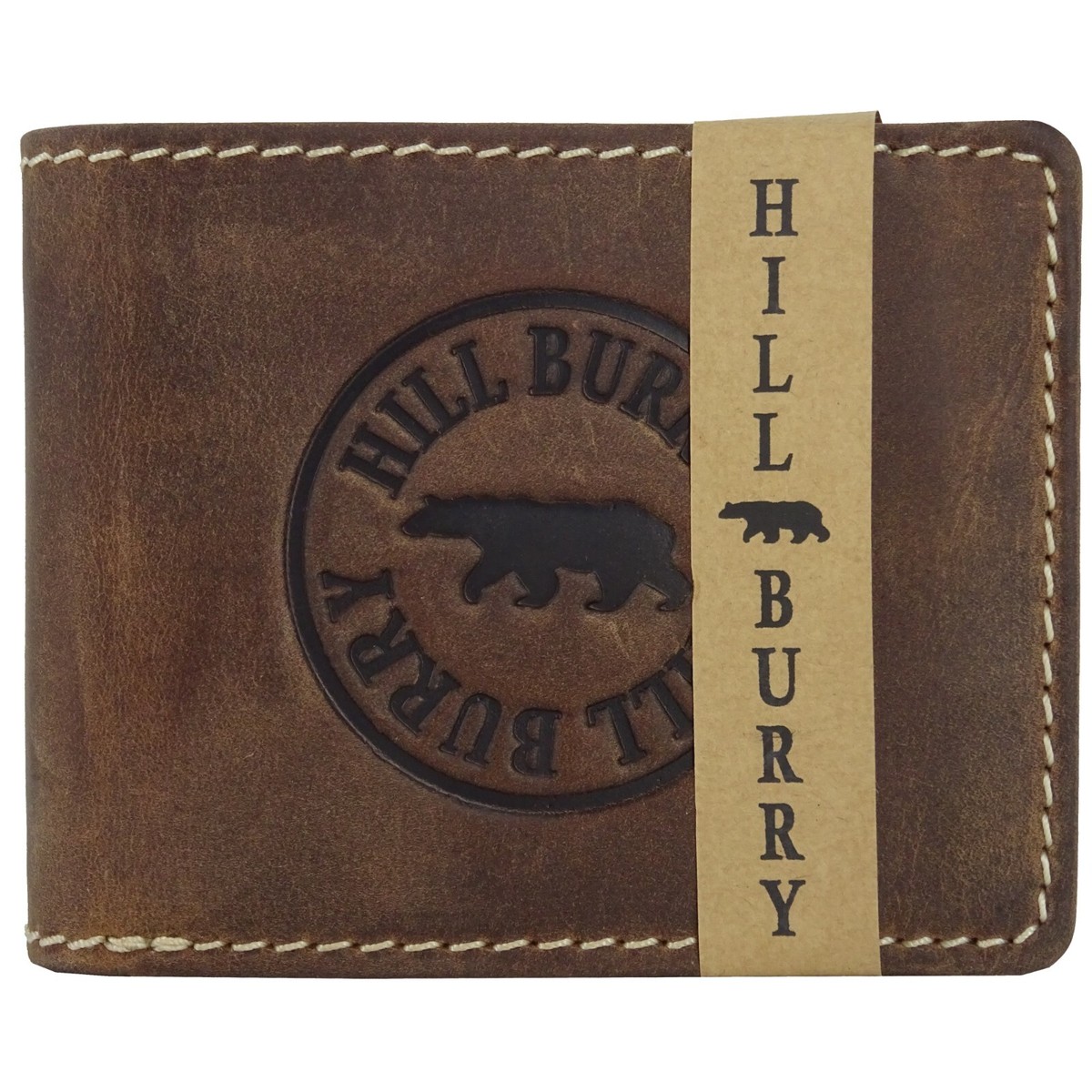 RFID HILL BURRY Geldbörse Geldbeutel Leder Herren Damen Braun Top - Main Image