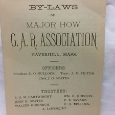 Vintage G.A.R. Association Major How By Laws Haverhill Massachusetts Pamphlet