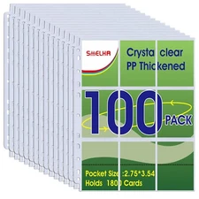 9 Pocket Page Protector, Holds 1800 Cards,Trading Card Sleeve, Baseball Card ...