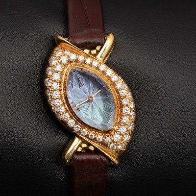Audemars Piguet Baroque 18K Yellow Gold Watch Blue Guilloché Dial