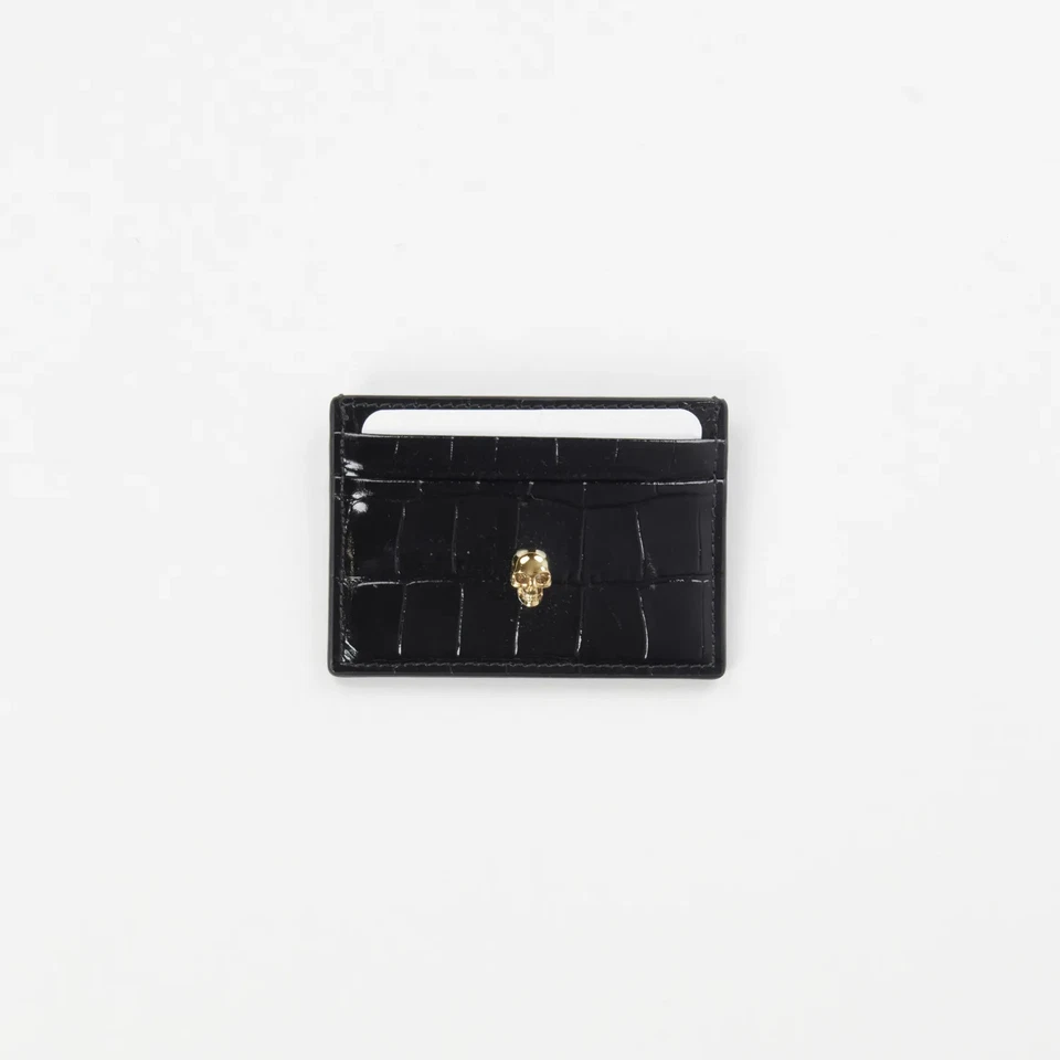 ALEXANDER MCQUEEN Womens Croc Skull Card Holder Black Leather One Size RRP 180 - Image 3 of 4