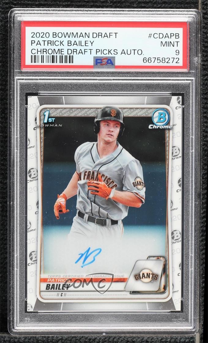 2020 Bowman Draft Chrome Picks Patrick Bailey #CDA-PB PSA 9 MINT Auto 3hd