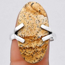 Natural Picture Jasper 925 Sterling Silver Ring s.8.5 Jewelry R-1504