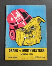Northwestern Wildcats vs Drake Bulldogs 1938 rare college football program