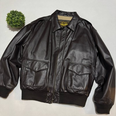 Air Force Landing Leather Brown Aviator Flyer Bomber Pilot Jacket Coat Size  XL