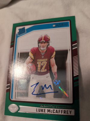 Luke McCaffrey Rare Green Rookie Auto Card!