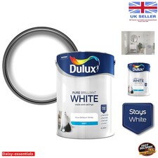Dulux 5L Pure Brilliant White Matt Emulsion Paint - Superior Indoor Coverage 8.59 per litre