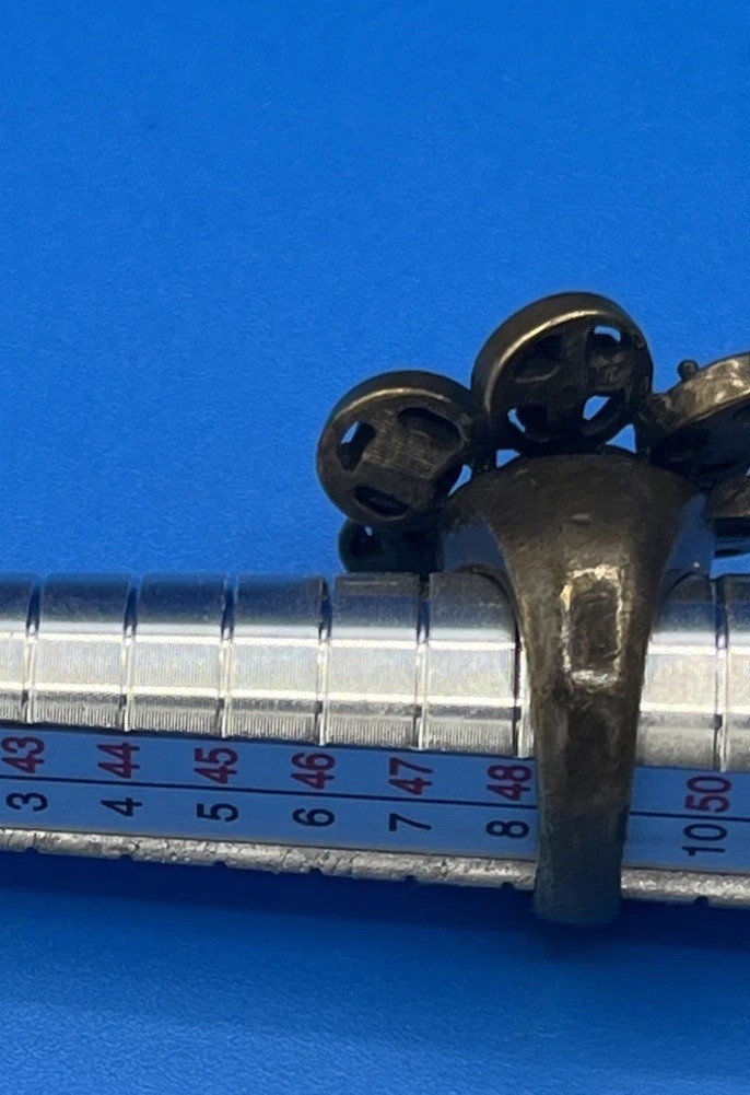 Vintage Steampunk Flower Statement Ring Purple Ir… - image 9