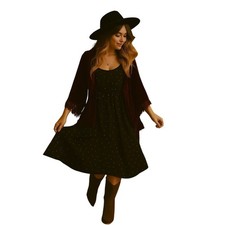 Madewell Alicia Midi Dress XS Black Stars, Witchy Whimsigoth, Dark Coquette NWT