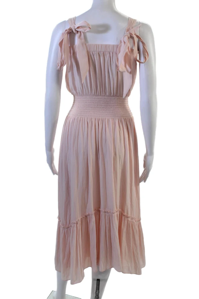 Женский сарафан-блузон Ramy Brook розовый квадратный вырез миди-галстук размер XS - Изображение 3 из 4