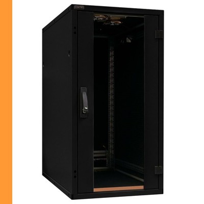 Schallgedämmt Netzwerkschrank 19'' Serverschrank 24 HE BxT 600x1000 mm + 2 Lüfter