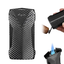 Galiner Metal Butane Cigar Torch Lighter With Punch Double Jet Flame Gift Box