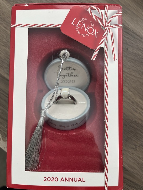 Lenox 2020 Annual Better Together Ring Box Hanging Christmas Ceramic Ornament