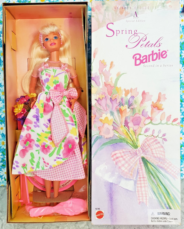 Spring Petals Barbie Avon Exclusive 2nd In Series Blonde Caucasian Mattel In Box