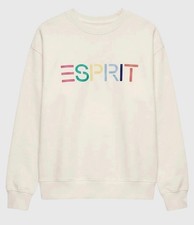 NWT Esprit Women's Fleece Crewneck Cream Sweatshirt 80s 90s- L