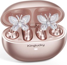 Clip-On Open Ear Earbuds with Detachable Butterfly Earrings, Bluetooth