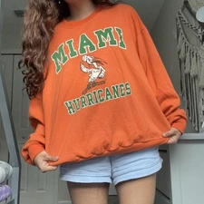 Miami Hurricanes Crewneck Sweatshirt logo Orange shirt Unisex RM0713