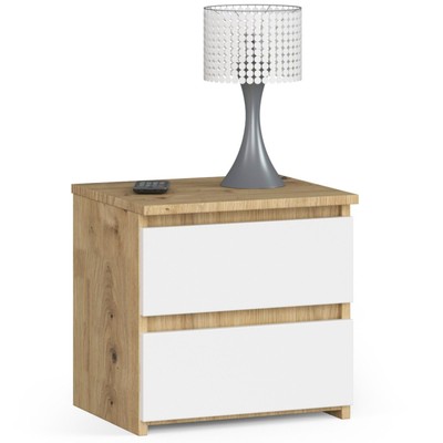 Nachttisch CL2 Artisan Eiche 40 cm 2 Schubladen Front Weiß B40xH40xT35 cm