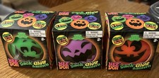 3 NEE DOH Halloween Jack O Lantern Pumpkin Glow In The Dark Orange Green Purple