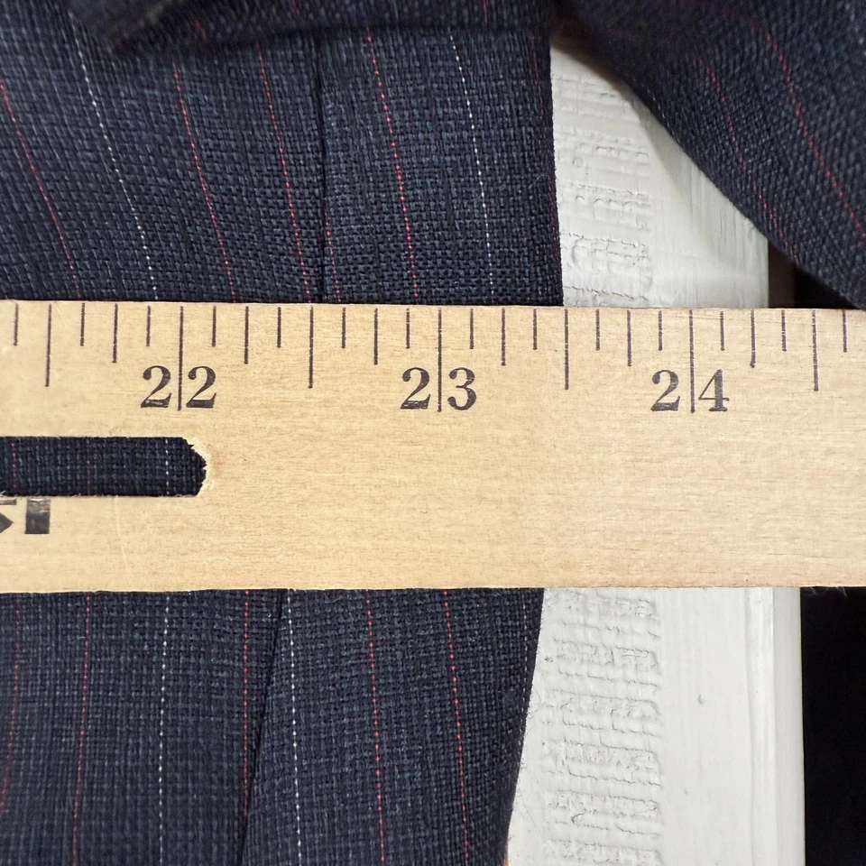 VINTAGE Double Breasted Suit Mens 44R Gray Pinstripe Wool Pants 42x30 Lanerossi - Image 3 of 4