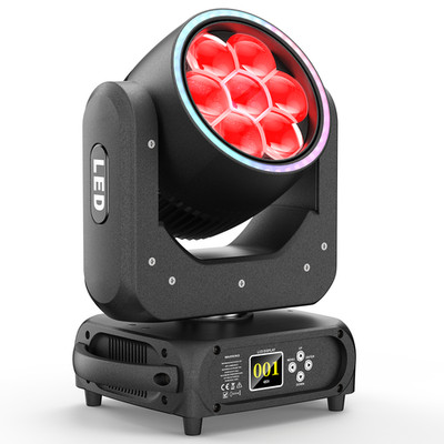 7-LED 500W Zoom Moving Head Light with RGB Halo Ring Stage Lighting For DJ Disco