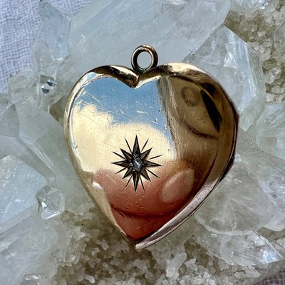Hayward 12K Gold Filled Heart Locket Star Set Stone 