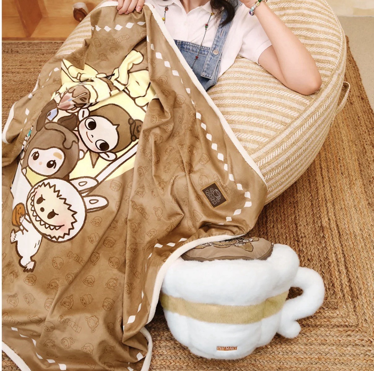 Authentic POP BEAN Coffee Factory Series - Blanket & Pillow Set - SEALED