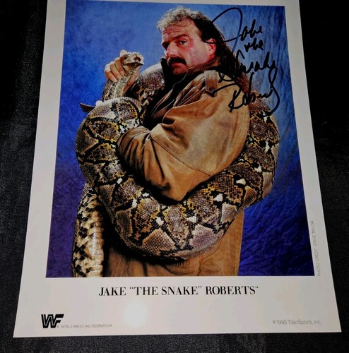 WWE WWF JAKE THE SNAKE ROBERTS SIGNED 1990 8x10 GLOSSY PHOTO COA REPRO PROMO - Picture 8 of 8
