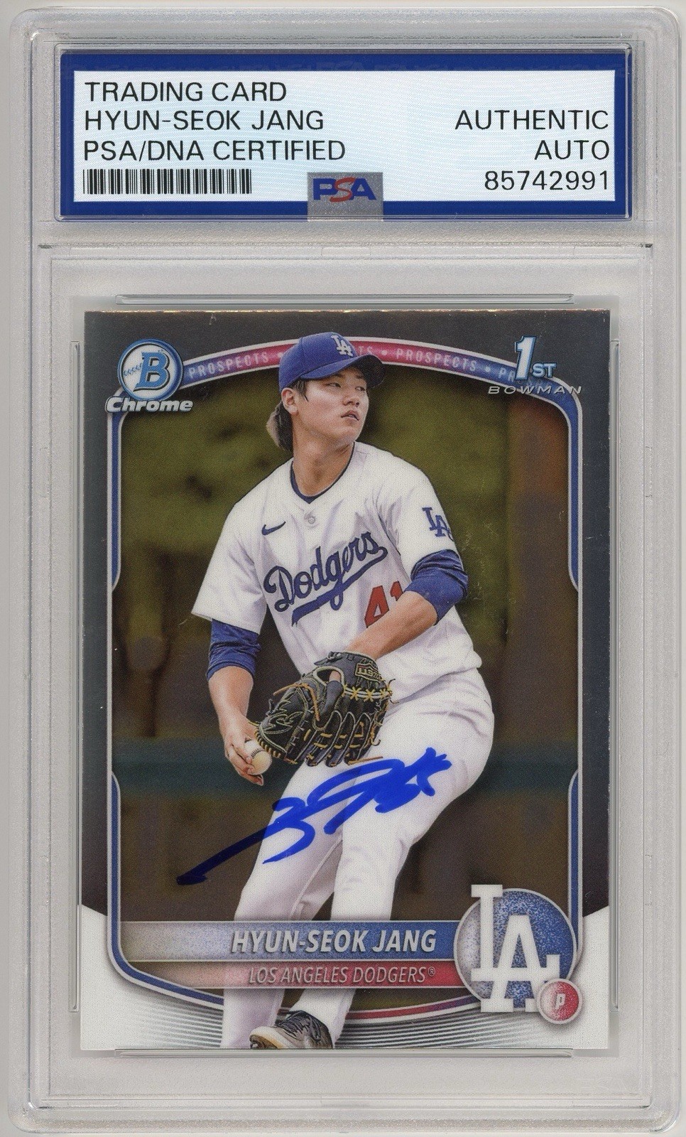 2025 1st Bowman Chrome Hyun-Seok Jang IP Auto BCP-51 PSA DNA AUTHENTIC Dodgers view 7