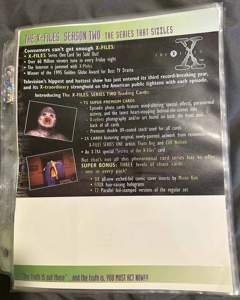 15 different The X-Files Cards Dealer Sell Sheets: Topps, Inkworks, USPC Games - Image 3 of 4
