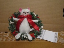 Annalee Christmas Doll  EVERGREEN MOUSE - Mouse Standing in Wreath NWT