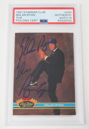 Nolan Ryan HOF Signed Autograph 1991 Topps Stadium Club Tux Card 200 PSA 10 Auto