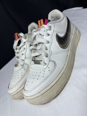 Original Nike Air Force 1 LV8 Silber & Gold Uk Größe 3 Off White Damen Mädchen Schuh