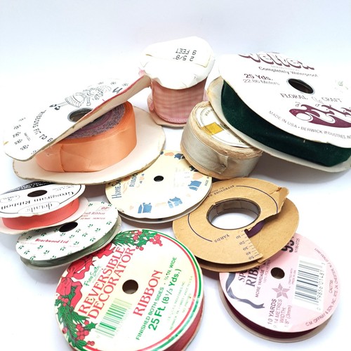 Vintage Ribbon Lot 10 Rolls Velvet Grosgrain Satin Berwick Berwick Craft Supply