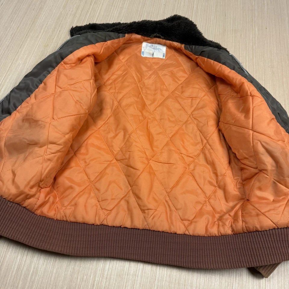 Vintage 70s Sears Work N Leisure Bomber Jacket Flight Faux Fur Collar Small - Image 2 of 4